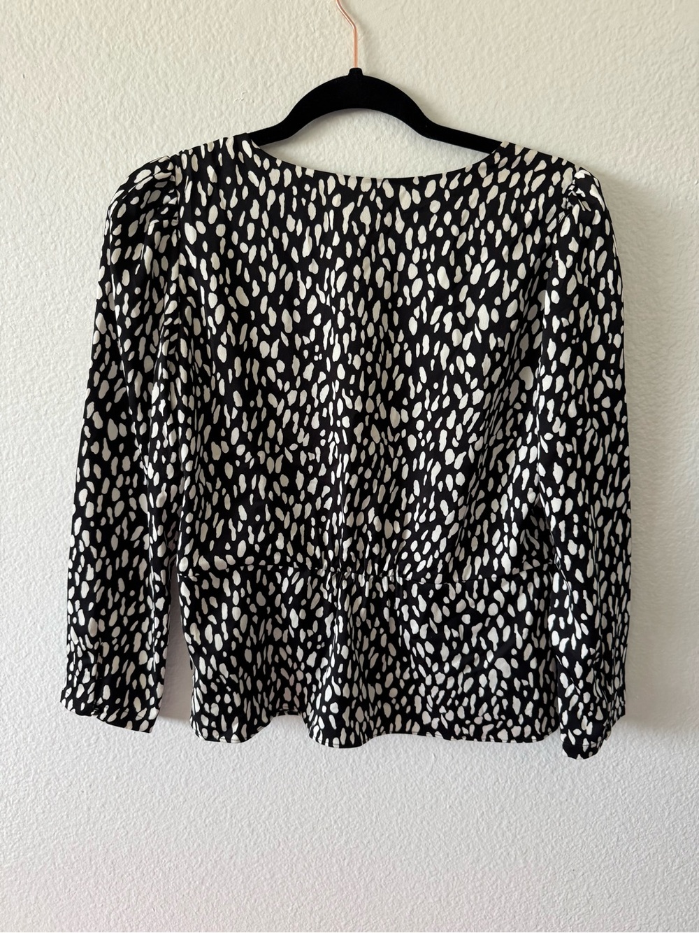 J. Crew Black and White V-Neck Button-Front Blouse - Picture 3 of 4